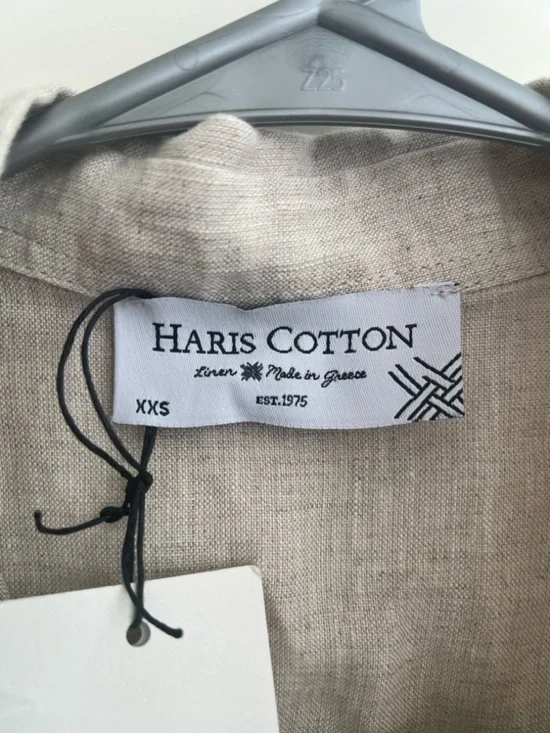 NWT Hiris Cotton Button-Front Short Sleeve Linen Midi Dress in Natural Beige - Picture 6 of 15